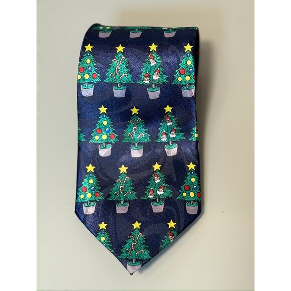 Steven Harris Hand Made Polyester Holiday Christmas Tree Novelty Tie - Picture 6 of 6